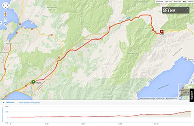 Wellington to Auckland course map - Stage 1