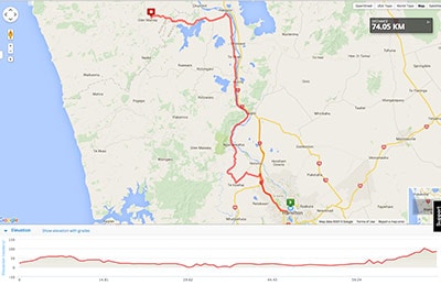 Wellington to Auckland course map - Stage 11