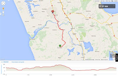 Wellington to Auckland course map - Stage 12