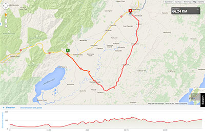 Wellington to Auckland course map - Stage 2