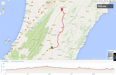 Wellington to Auckland course map - Stage 3